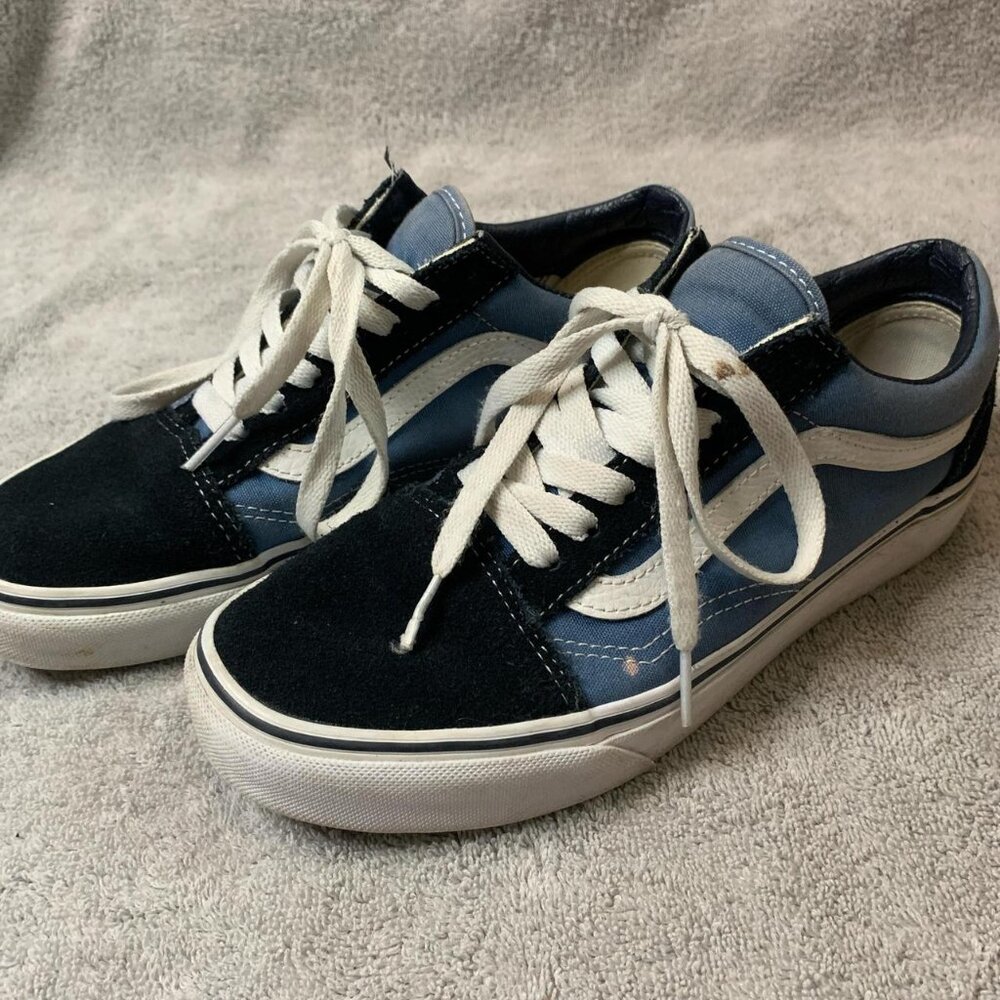 Navy Low Top Vans Women Size 7.5